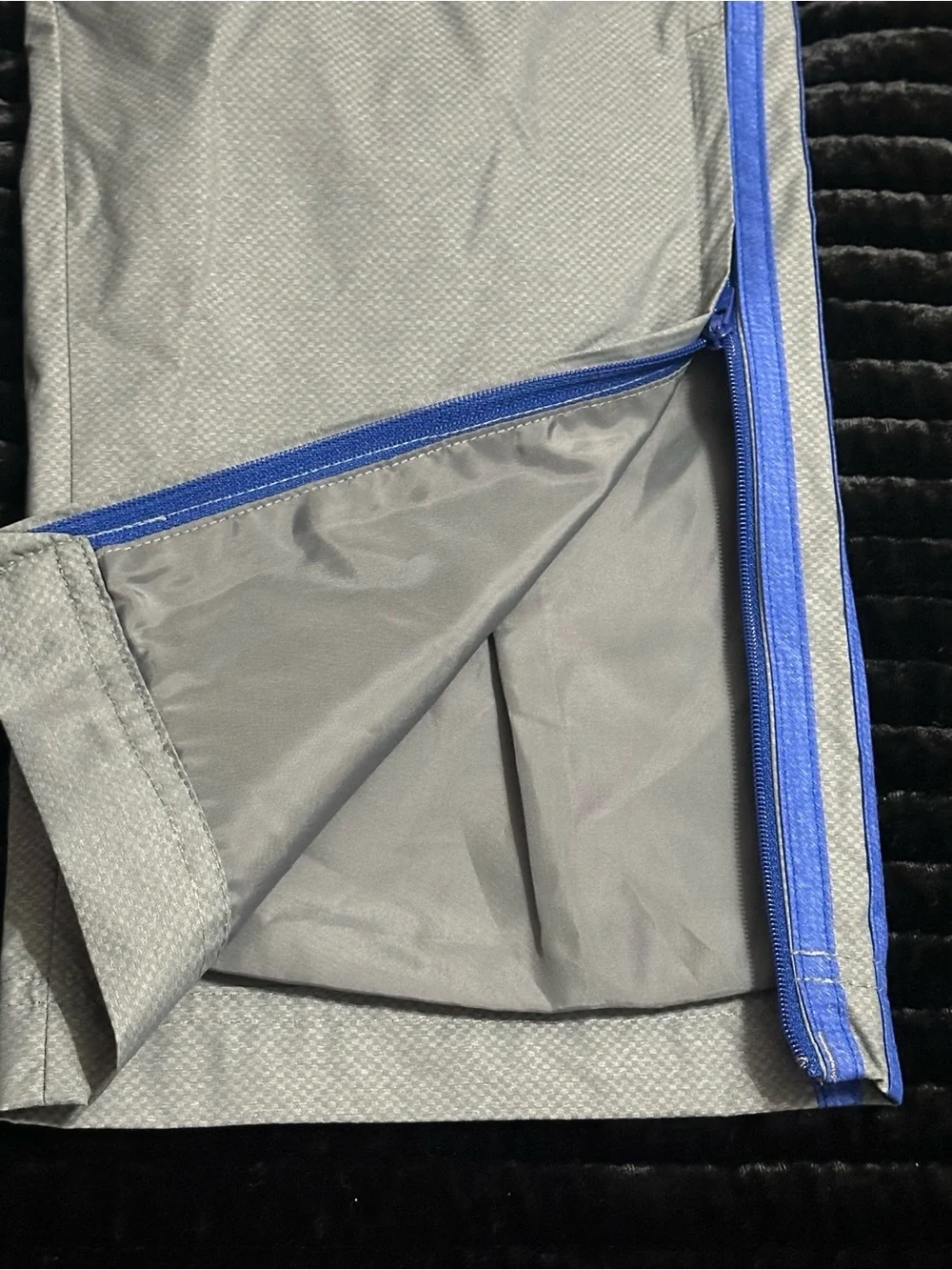 adidas Gray Track Pants with Blue Side Stripes